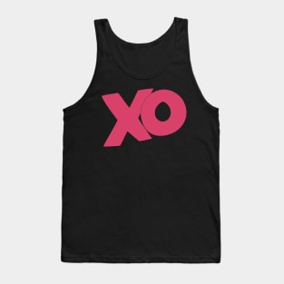 XO hugs and kisses cartoon text art in dark pink Tank Top